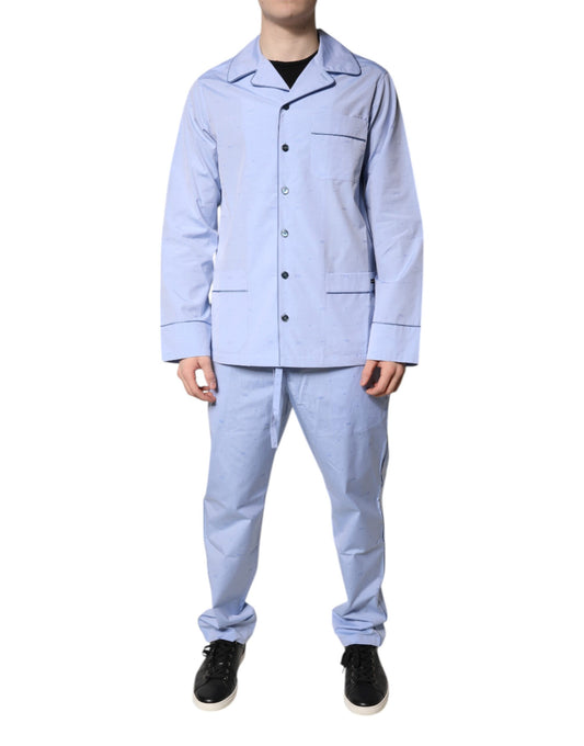 Pyjama Dolce & Gabbana homme en coton bleu clair à logo DG – KOS2285