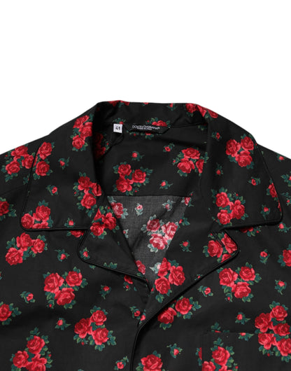 Dolce & Gabbana Black Floral Print Cotton Men Pajama Set Sleepwear by Dolce & Gabbana