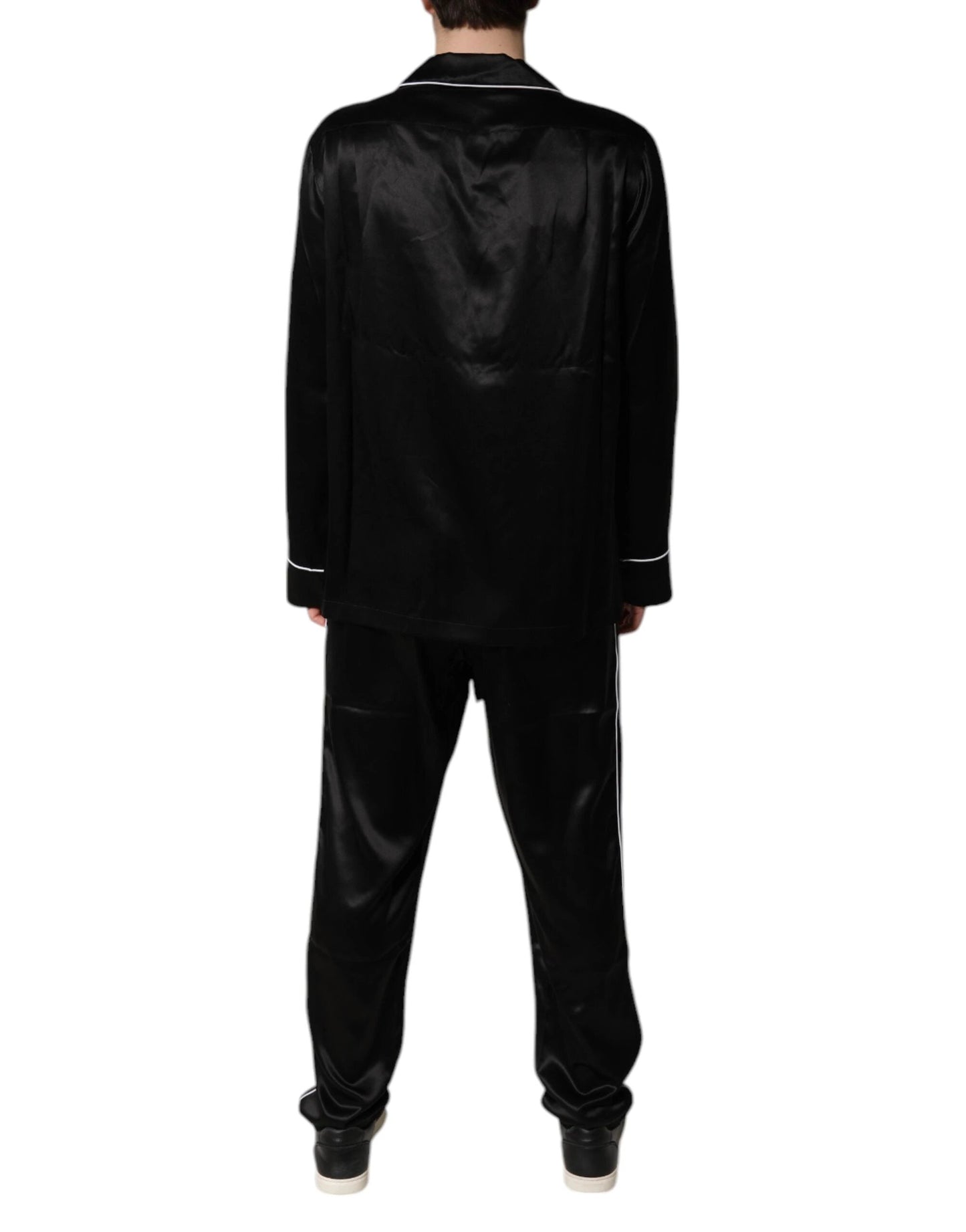 Dolce & Gabbana Black Silk Shirt Pants Pajama Set Sleepwear by Dolce & Gabbana