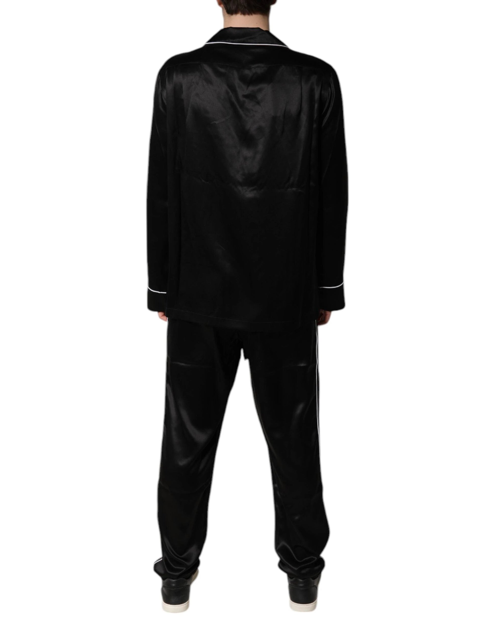 Dolce & Gabbana Black Silk Shirt Pants Pajama Set Sleepwear by Dolce & Gabbana