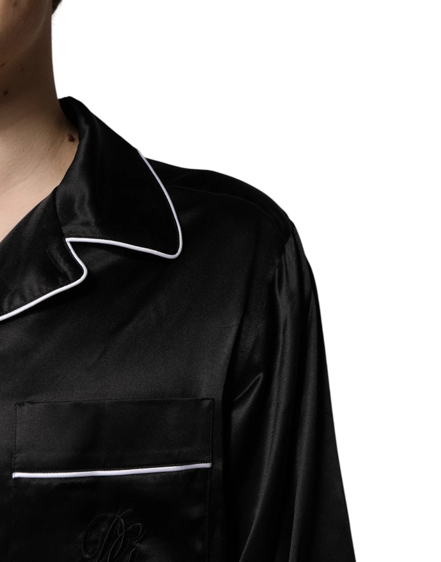 Dolce & Gabbana Black Silk Shirt Pants Pajama Set Sleepwear by Dolce & Gabbana