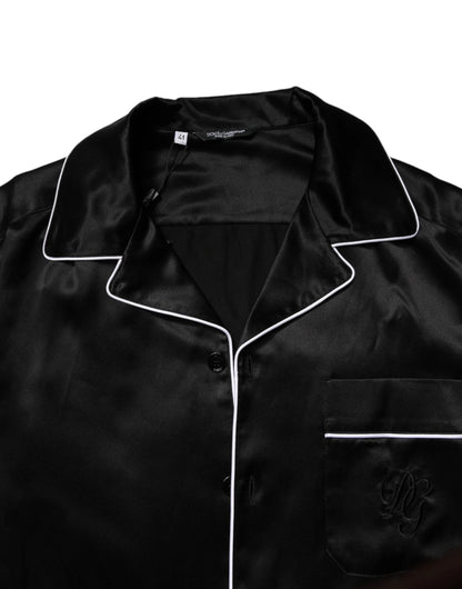 Dolce & Gabbana Black Silk Shirt Pants Pajama Set Sleepwear by Dolce & Gabbana