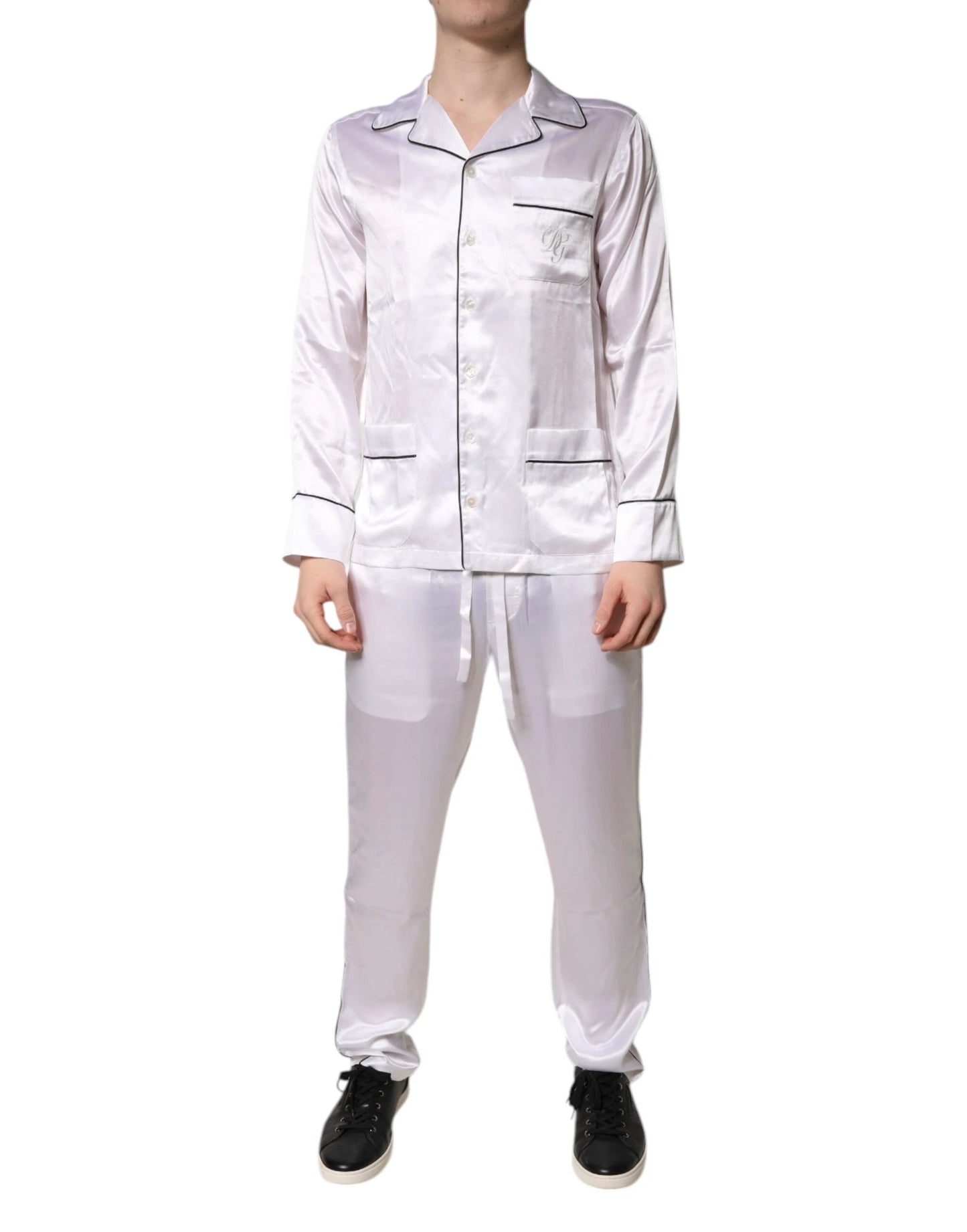 Dolce & Gabbana White Satin Silk Men Pajama Set Sleepwear by Dolce & Gabbana