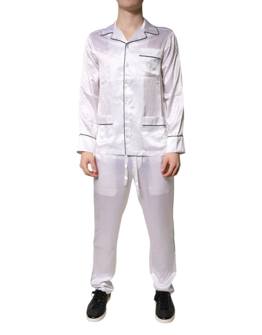 Dolce & Gabbana White Satin Silk Men Pajama Set Sleepwear by Dolce & Gabbana