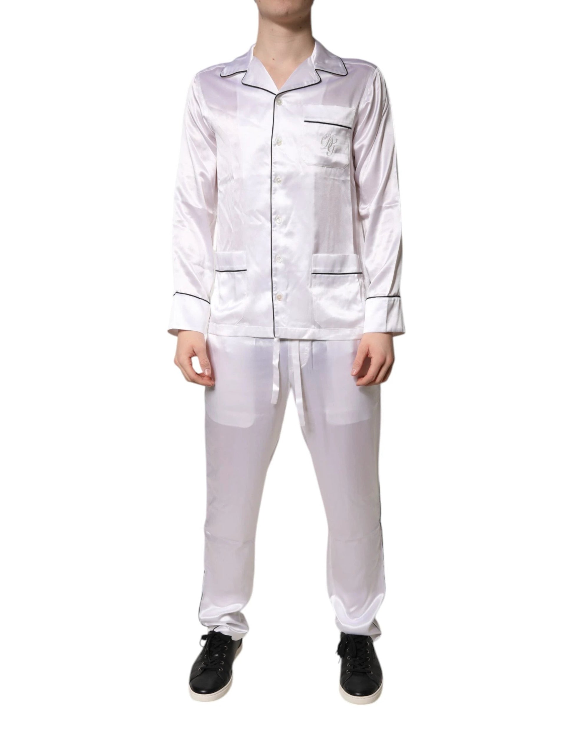 Dolce & Gabbana White Satin Silk Men Pajama Set Sleepwear by Dolce & Gabbana