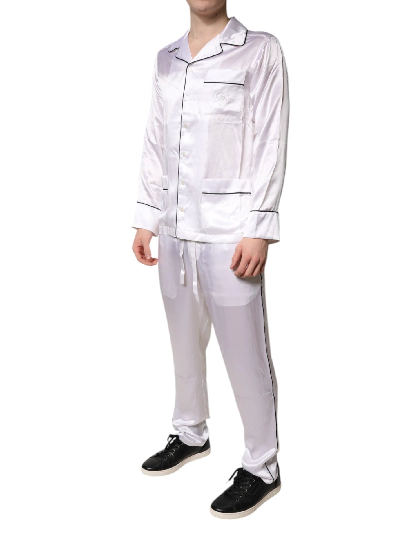 Dolce & Gabbana White Satin Silk Men Pajama Set Sleepwear by Dolce & Gabbana