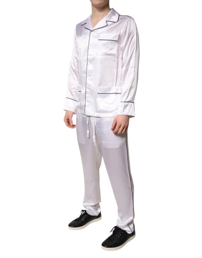 Dolce & Gabbana White Satin Silk Men Pajama Set Sleepwear by Dolce & Gabbana