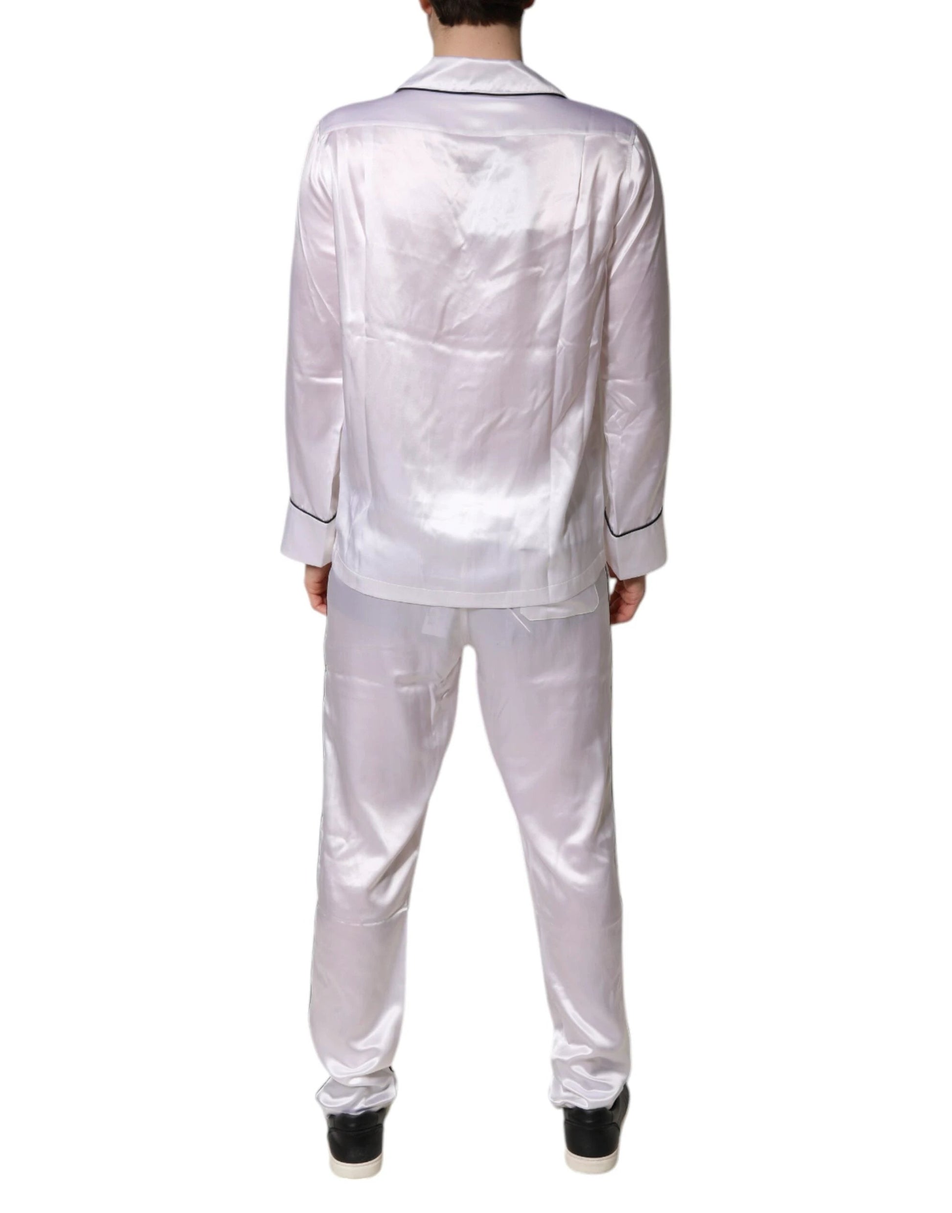 Dolce & Gabbana White Satin Silk Men Pajama Set Sleepwear by Dolce & Gabbana