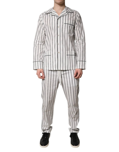 Dolce & Gabbana White Black Stripes Cotton Men Pajama Set Sleepwear by Dolce & Gabbana