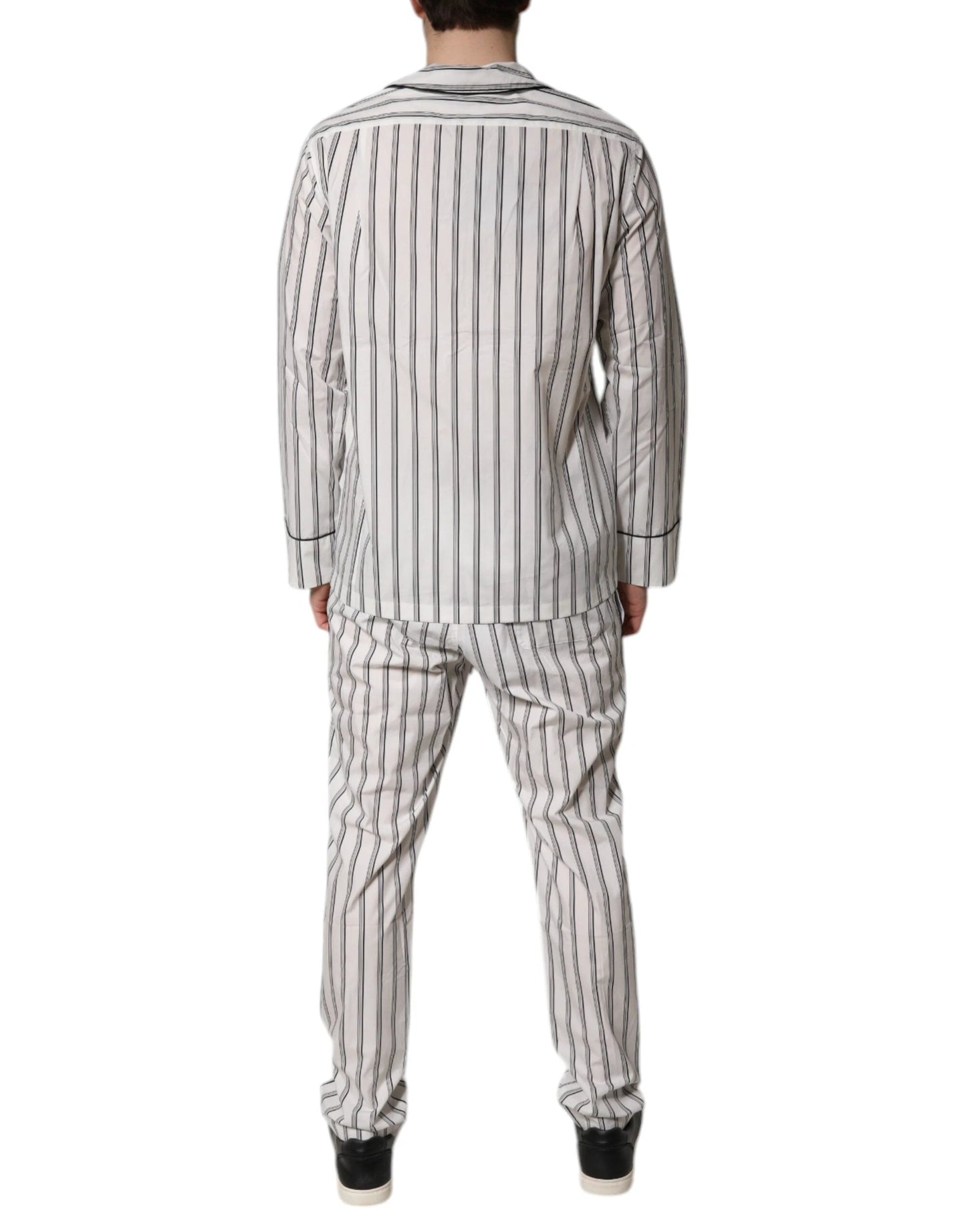 Dolce & Gabbana White Black Stripes Cotton Men Pajama Set Sleepwear by Dolce & Gabbana