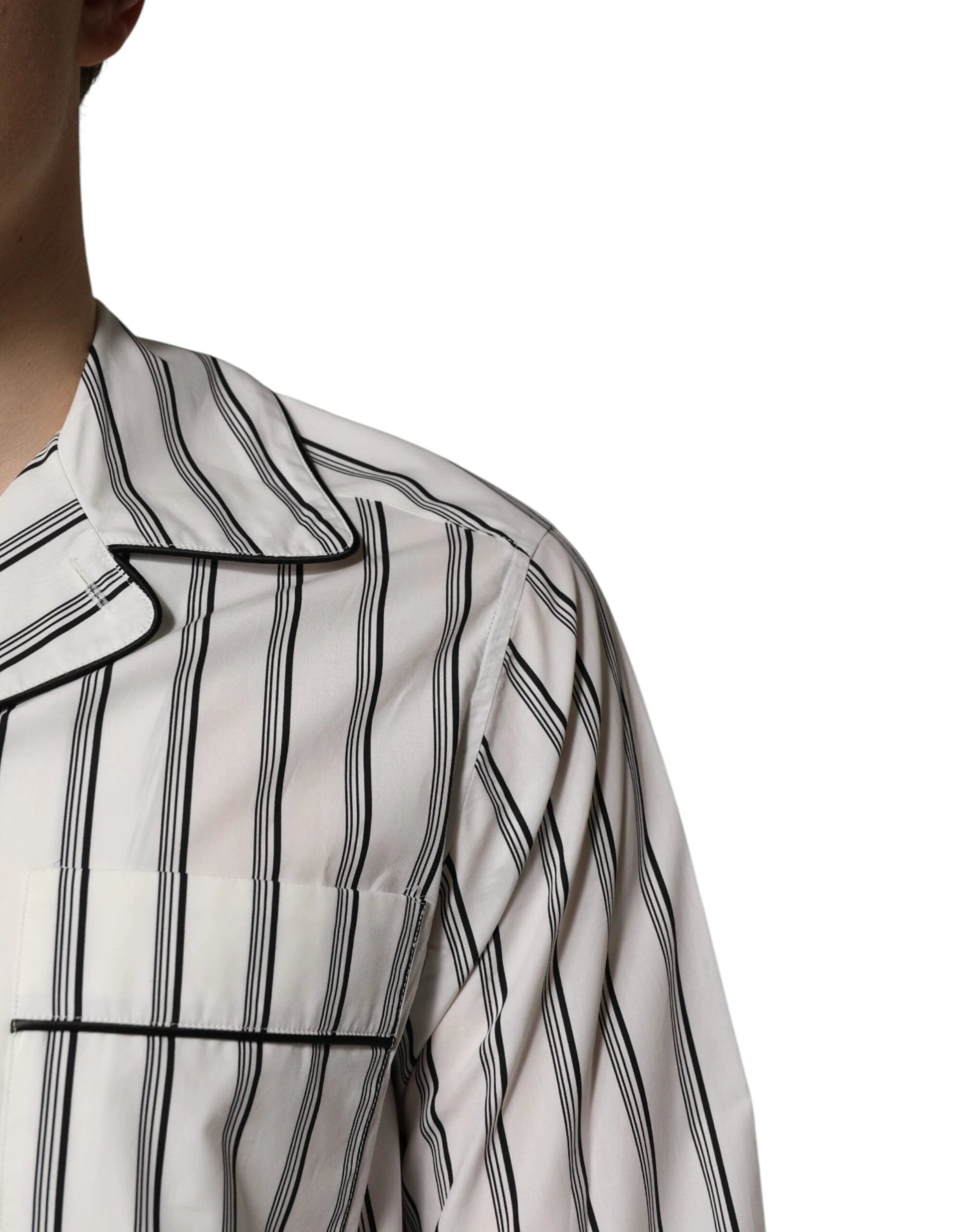 Dolce & Gabbana White Black Stripes Cotton Men Pajama Set Sleepwear by Dolce & Gabbana