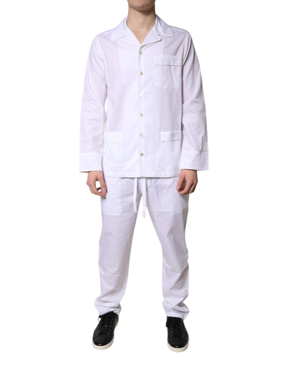 Pyjama chemise et pantalon Dolce & Gabbana en coton blanc – KOS2293
