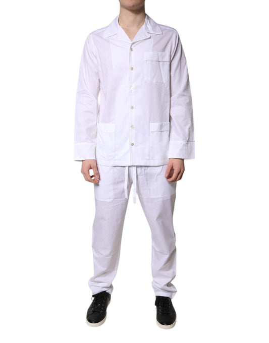 Pyjama chemise et pantalon Dolce & Gabbana en coton blanc – KOS2293