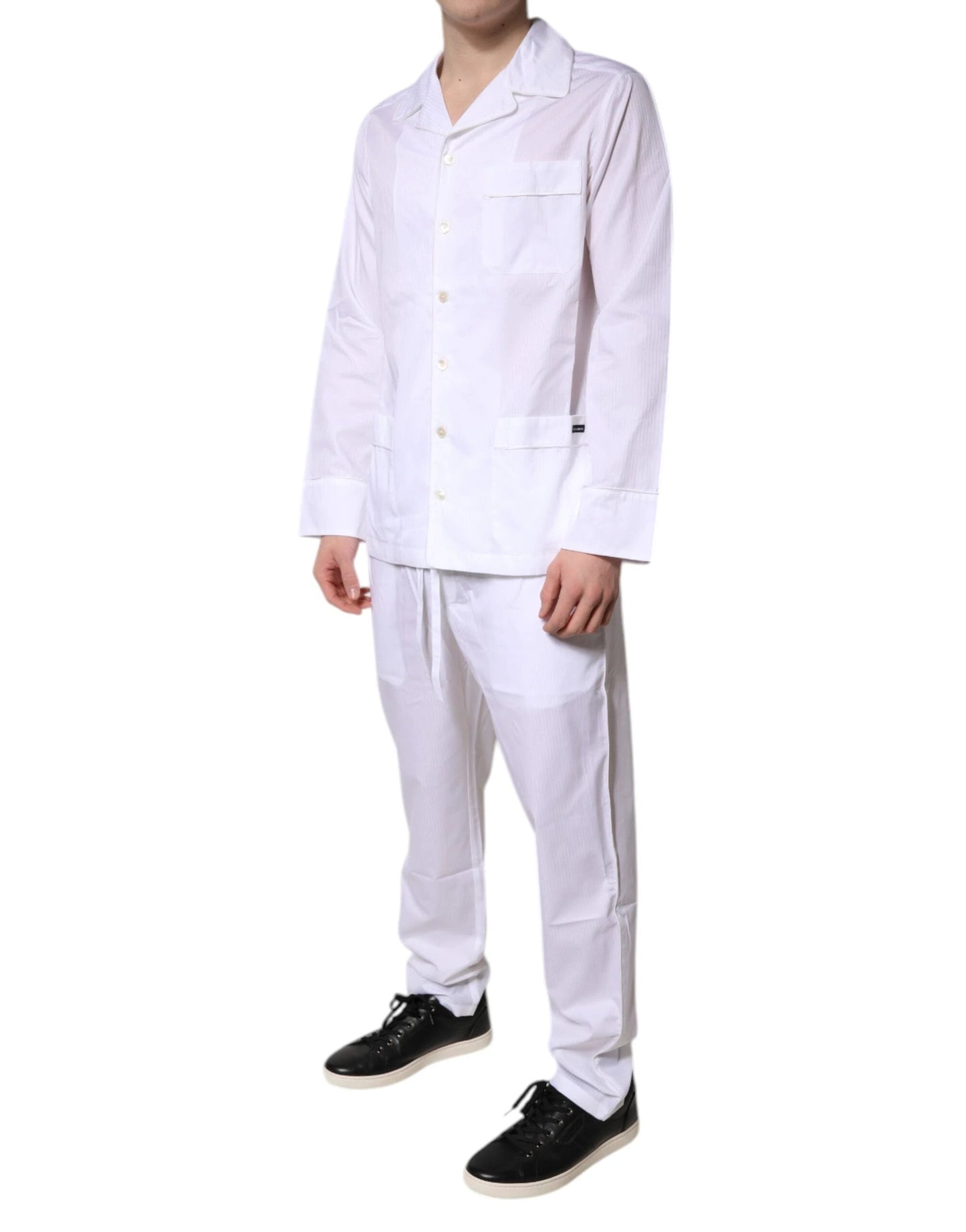 Dolce & Gabbana White Cotton Shirt Pants Pajama Set Sleepwear by Dolce & Gabbana