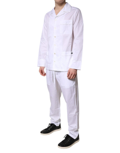 Dolce & Gabbana White Cotton Shirt Pants Pajama Set Sleepwear by Dolce & Gabbana