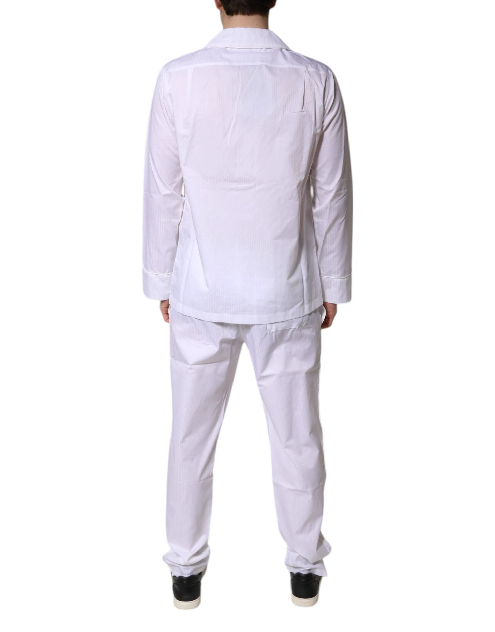 Dolce & Gabbana White Cotton Shirt Pants Pajama Set Sleepwear by Dolce & Gabbana