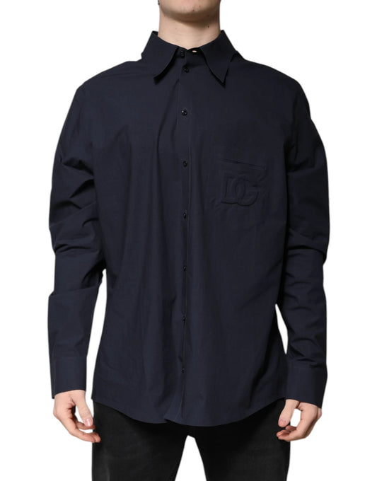 Dolce & Gabbana Dark Blue Cotton Long Sleeve Shirt by Dolce & Gabbana