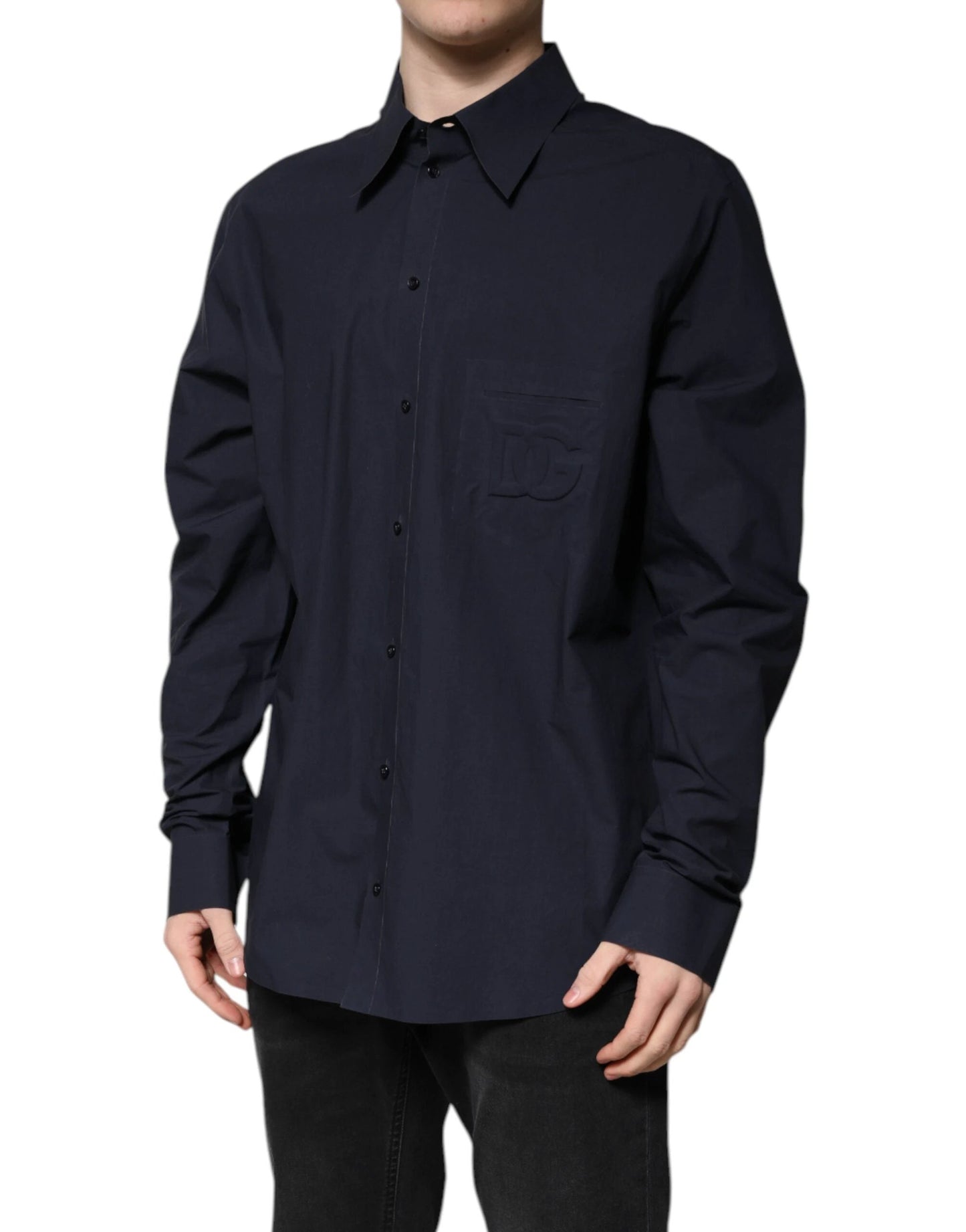 Dolce & Gabbana Dark Blue Cotton Long Sleeve Shirt by Dolce & Gabbana