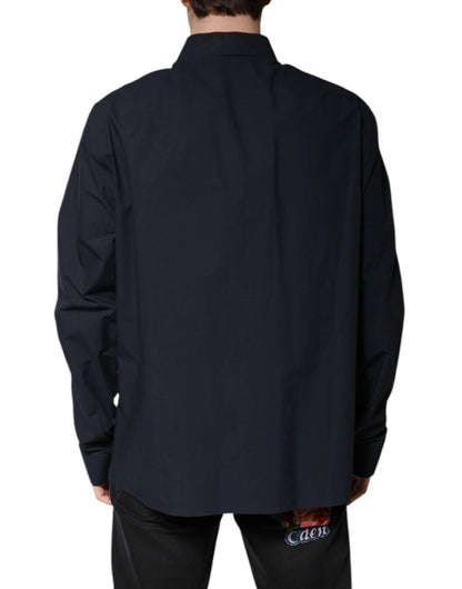 Dolce & Gabbana Dark Blue Cotton Long Sleeve Shirt by Dolce & Gabbana