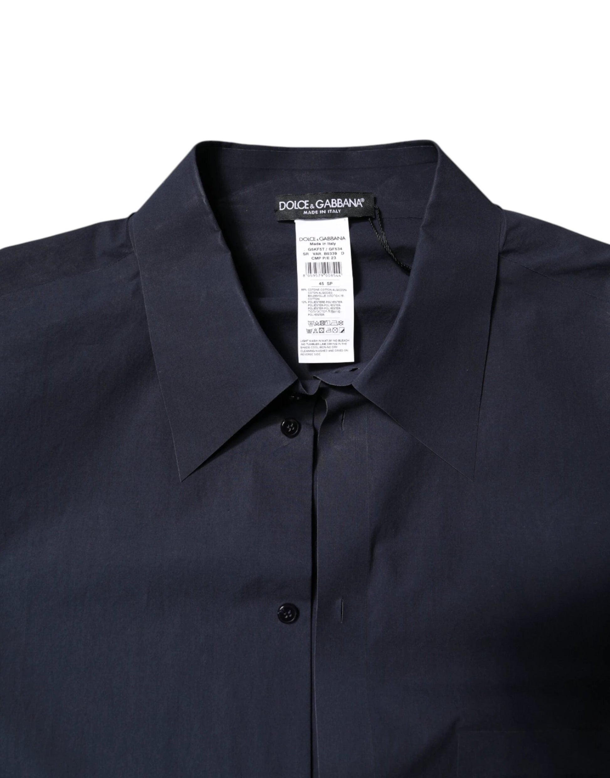 Dolce & Gabbana Dark Blue Cotton Long Sleeve Shirt by Dolce & Gabbana