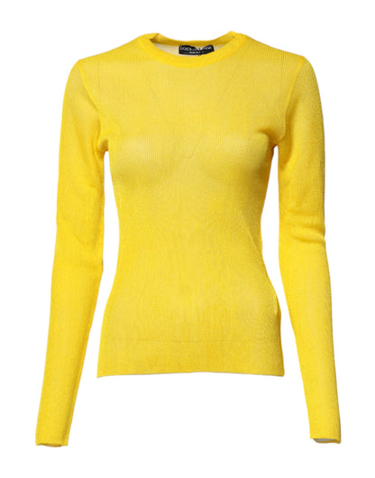 Pull Dolce & Gabbana femme col rond en polyester jaune – TSH878569