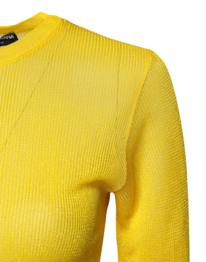 Pull Dolce & Gabbana femme col rond en polyester jaune – TSH878569