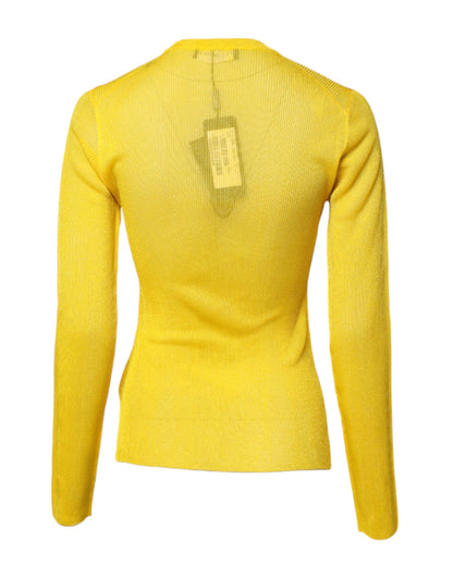 Pull Dolce & Gabbana femme col rond en polyester jaune – TSH878569