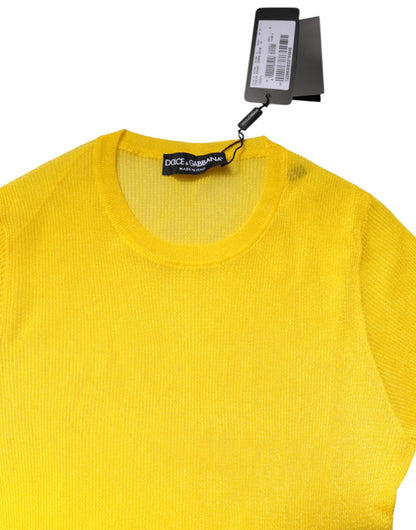 Pull Dolce & Gabbana femme col rond en polyester jaune – TSH878569
