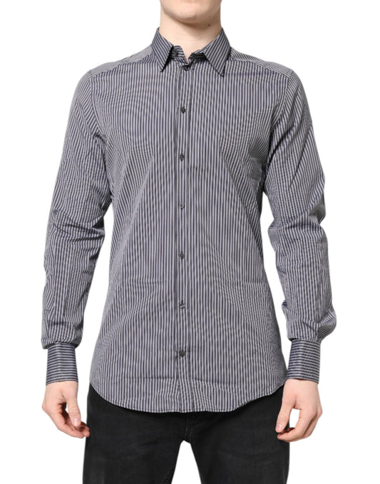 Chemise Dolce & Gabbana Gold slim fit en coton à rayures noir et blanc – TSH87750