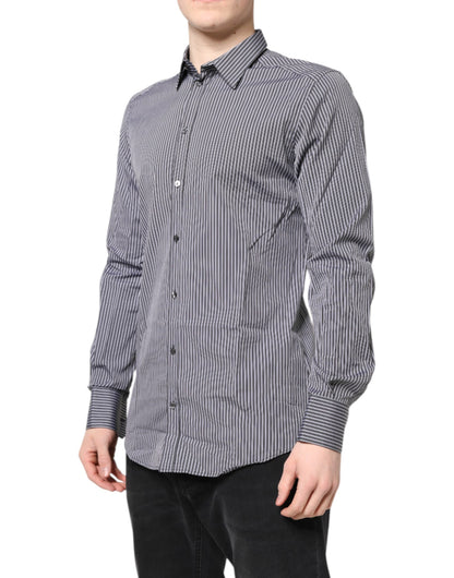 Chemise Dolce & Gabbana Gold slim fit en coton à rayures noir et blanc – TSH87750