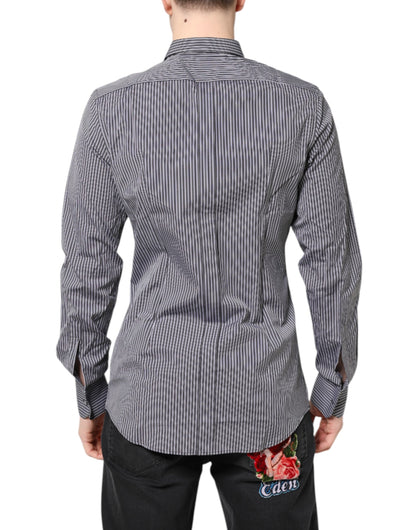 Chemise Dolce & Gabbana Gold slim fit en coton à rayures noir et blanc – TSH87750