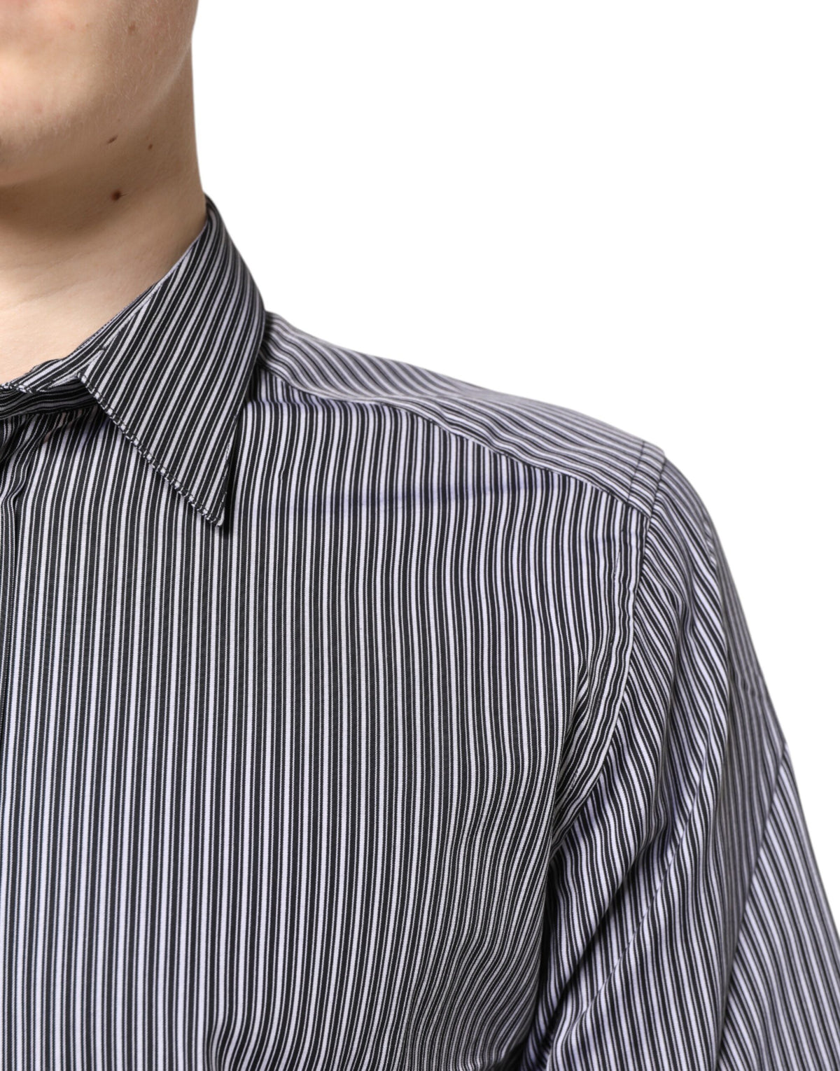 Chemise Dolce & Gabbana Gold slim fit en coton à rayures noir et blanc – TSH87750