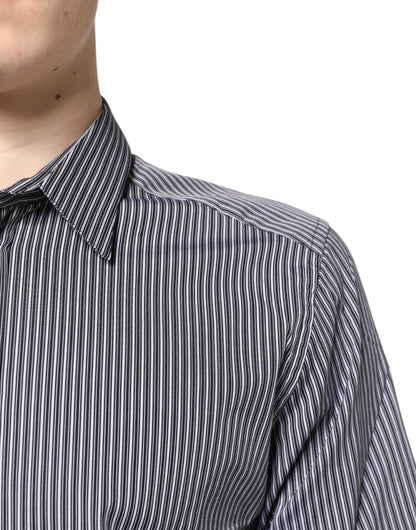 Chemise Dolce & Gabbana Gold slim fit en coton à rayures noir et blanc – TSH87750