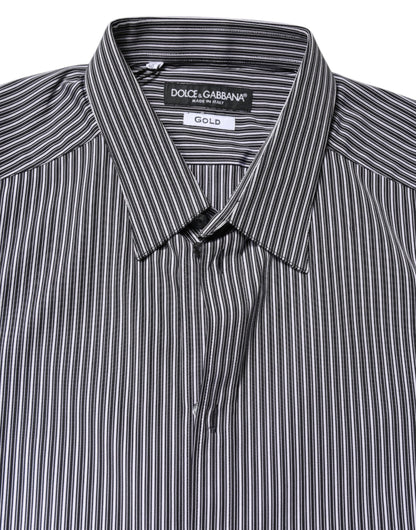 Chemise Dolce & Gabbana Gold slim fit en coton à rayures noir et blanc – TSH87750