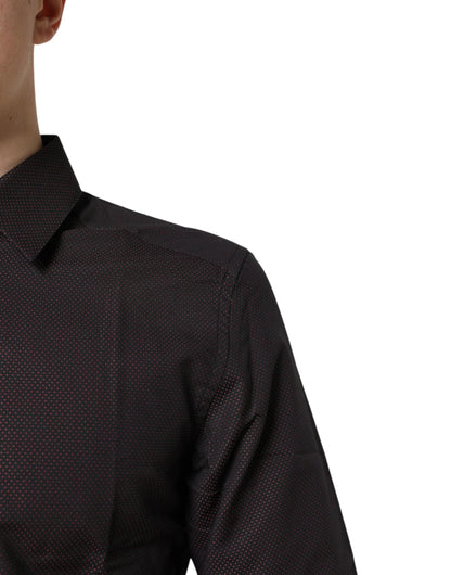 Dolce & Gabbana Maroon Jacquard Cotton GOLD Men Dress Shirt by Dolce & Gabbana