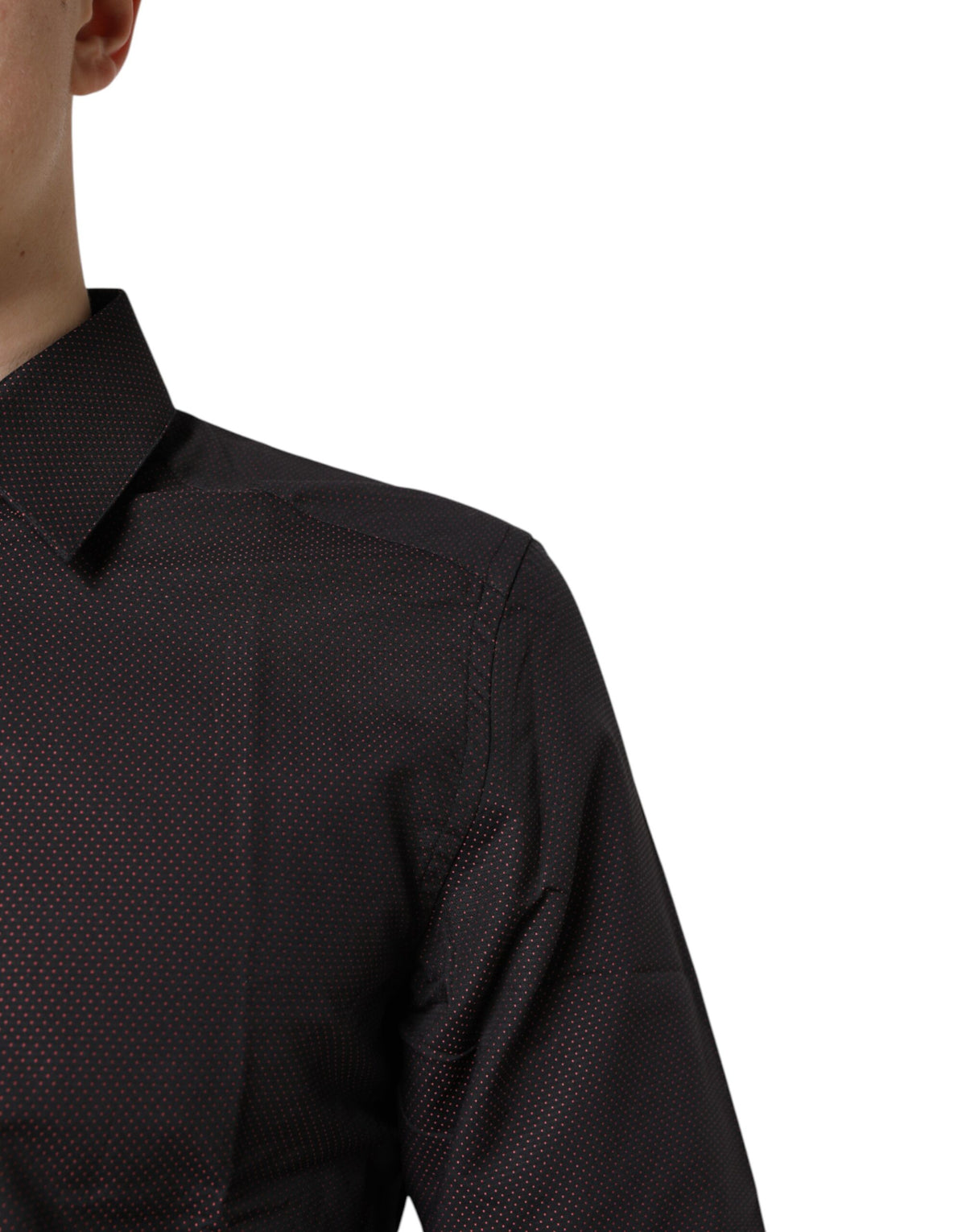 Chemise Dolce & Gabbana homme Gold slim fit en coton jacquard bordeaux à pois – TSH87751