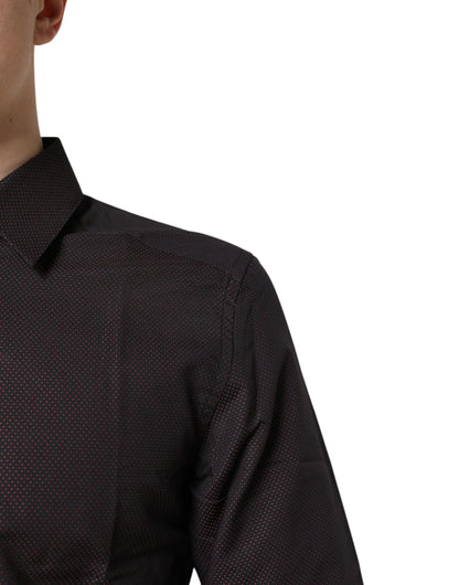Chemise Dolce & Gabbana homme Gold slim fit en coton jacquard bordeaux à pois – TSH87751