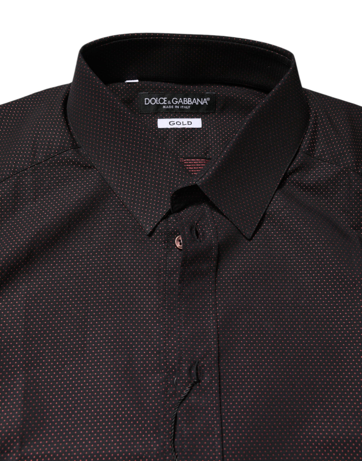 Chemise Dolce & Gabbana homme Gold slim fit en coton jacquard bordeaux à pois – TSH87751