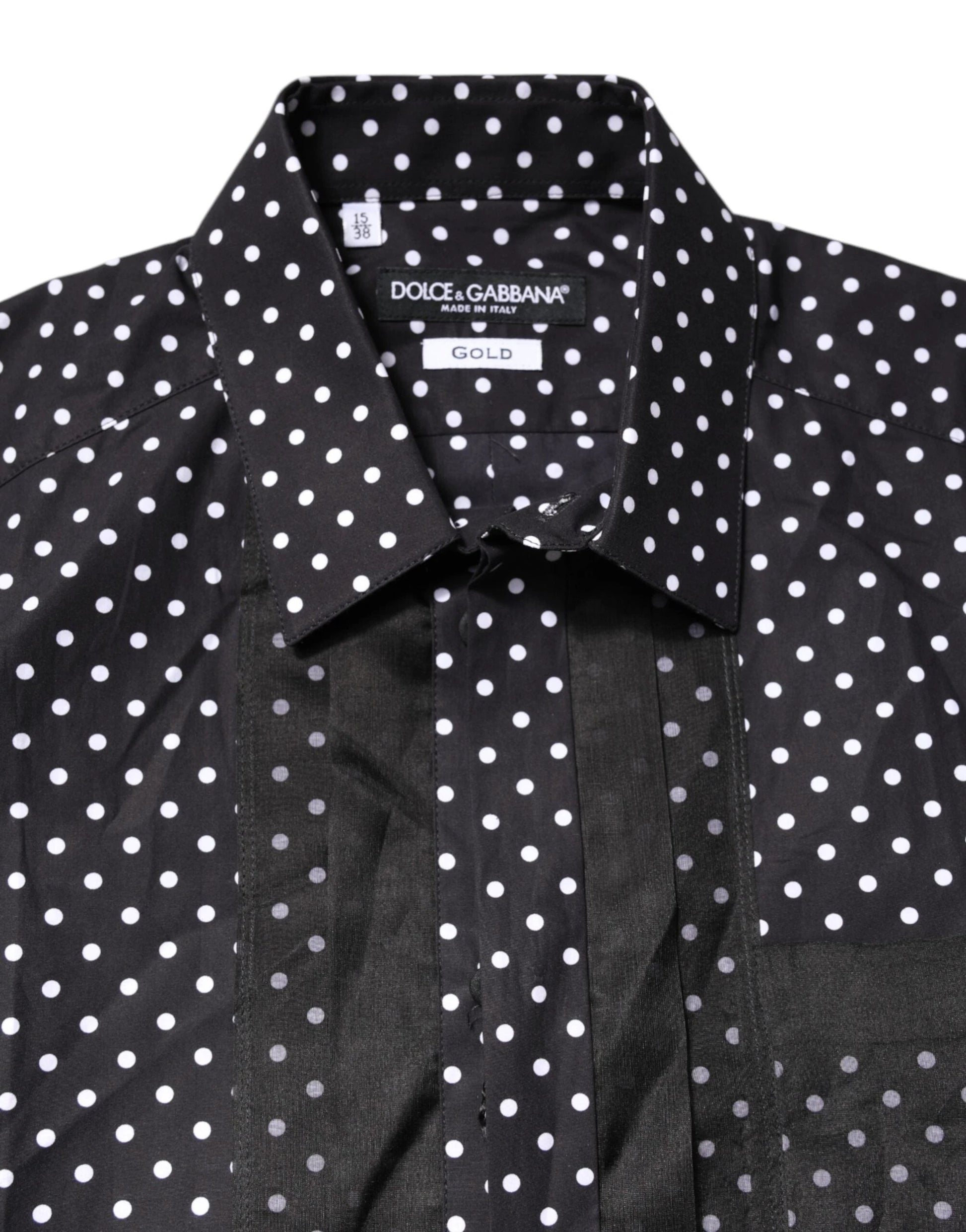 Dolce & Gabbana Black Polka Dot Long Sleeves Gold Formal Shirt by Dolce & Gabbana