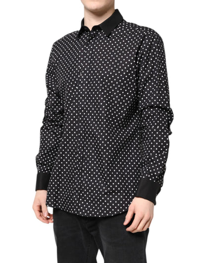 Dolce & Gabbana Black Polka Dot Cotton Formal Dress Shirt by Dolce & Gabbana