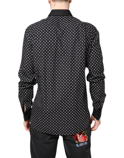 Dolce & Gabbana Black Polka Dot Cotton Formal Dress Shirt by Dolce & Gabbana