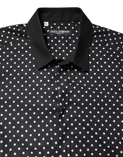 Dolce & Gabbana Black Polka Dot Cotton Formal Dress Shirt by Dolce & Gabbana