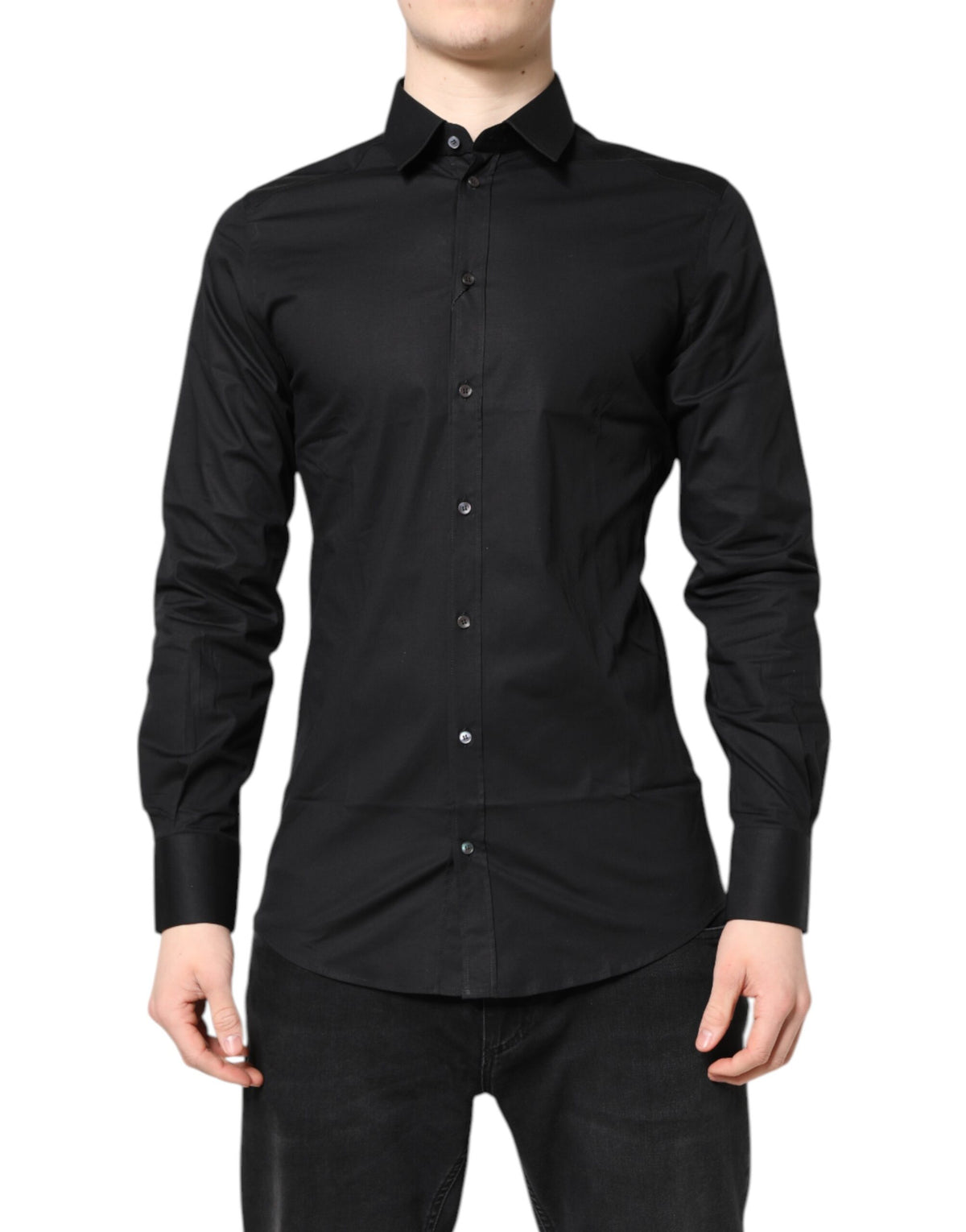 Chemise Dolce & Gabbana Gold slim fit en coton noir – TSH87814
