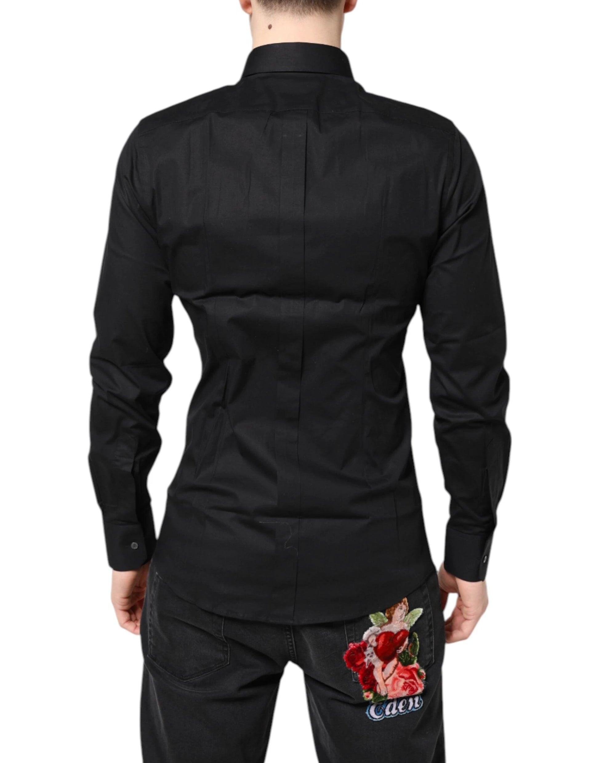 Dolce & Gabbana Black GOLD Cotton Long Sleeves Dress Shirt by Dolce & Gabbana