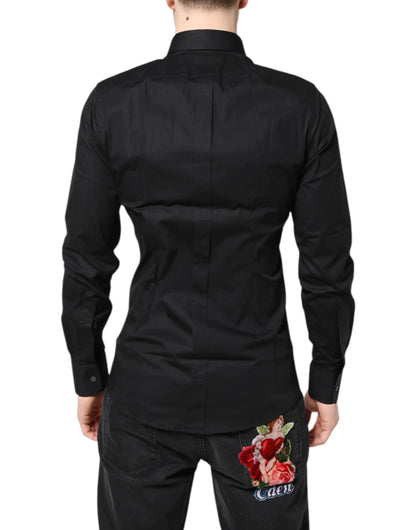Dolce & Gabbana Black GOLD Cotton Long Sleeves Dress Shirt by Dolce & Gabbana