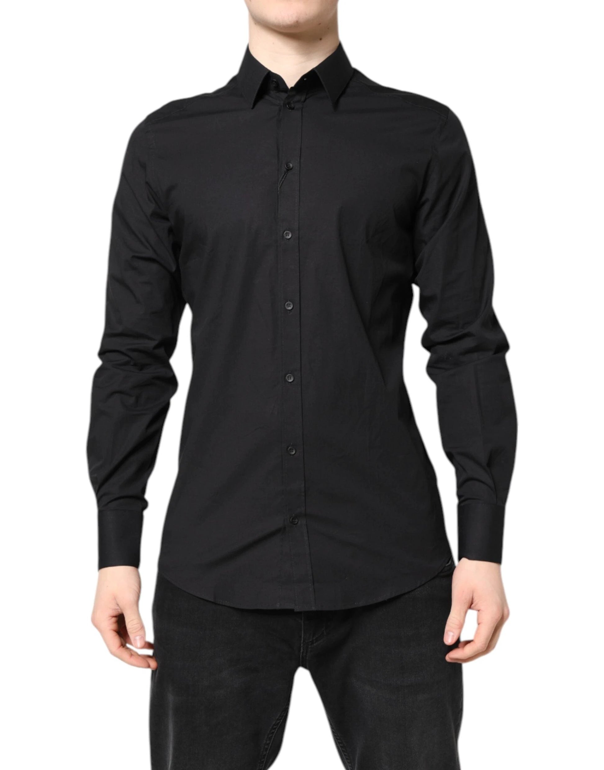 Dolce & Gabbana Black GOLD Cotton Dress Formal Shirt by Dolce & Gabbana