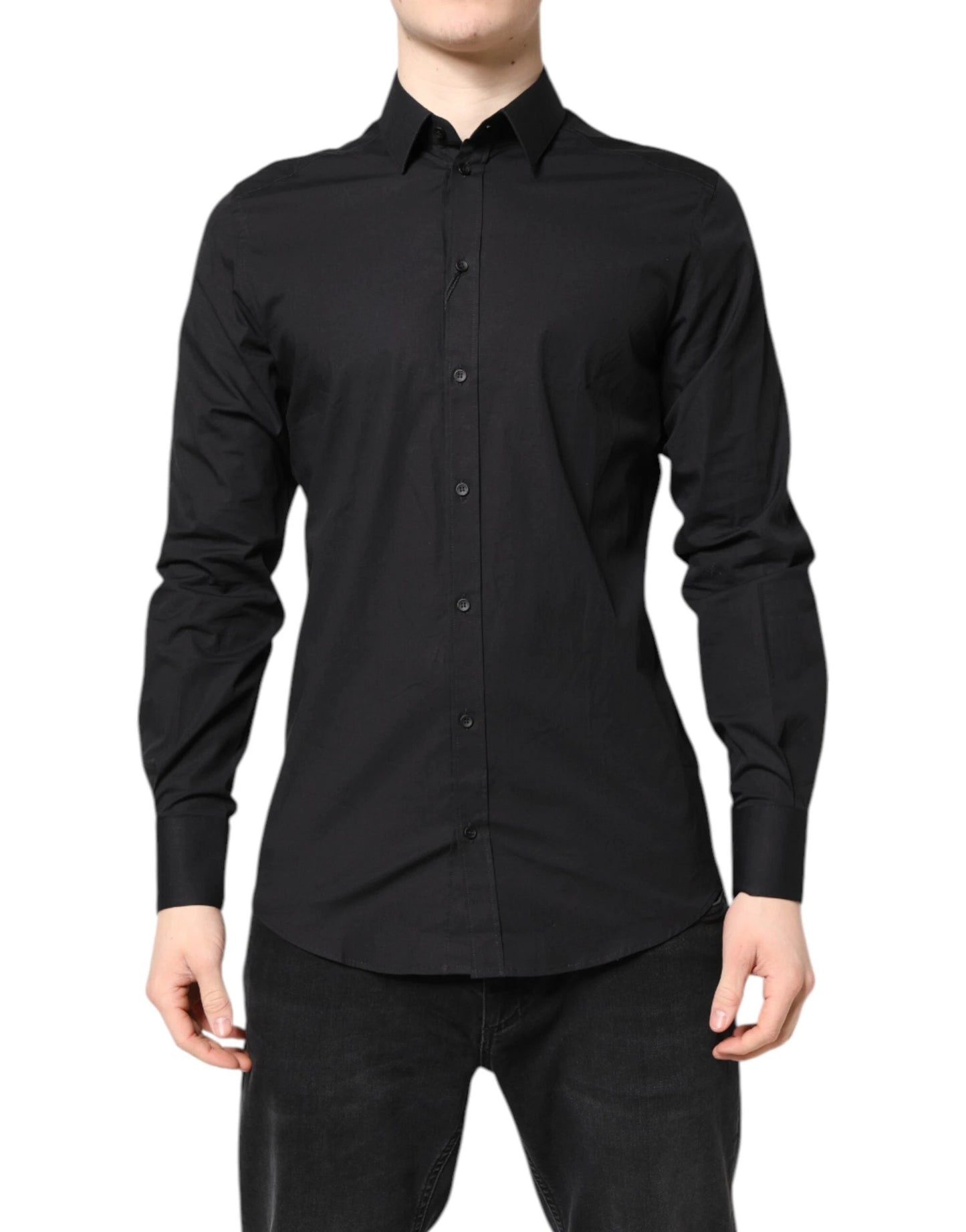 Dolce & Gabbana Black GOLD Cotton Dress Formal Shirt by Dolce & Gabbana
