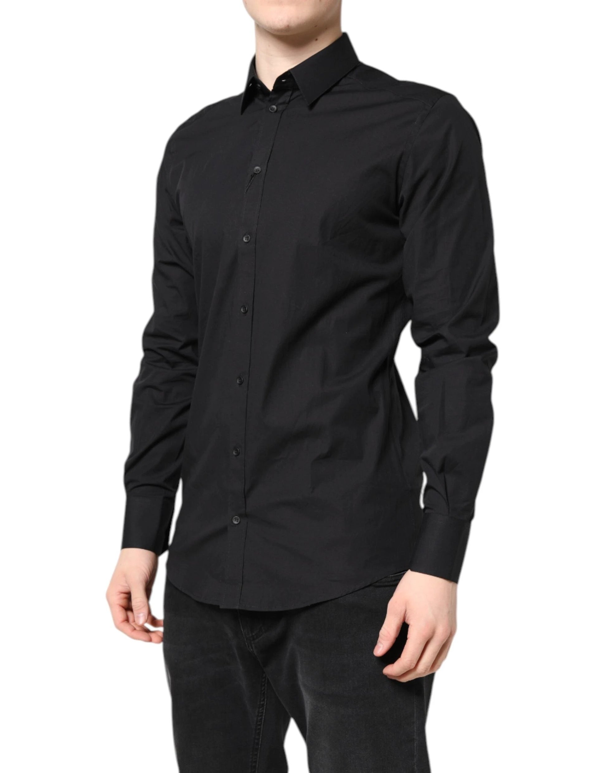 Dolce & Gabbana Black GOLD Cotton Dress Formal Shirt by Dolce & Gabbana