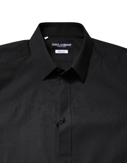 Dolce & Gabbana Black GOLD Cotton Dress Formal Shirt by Dolce & Gabbana