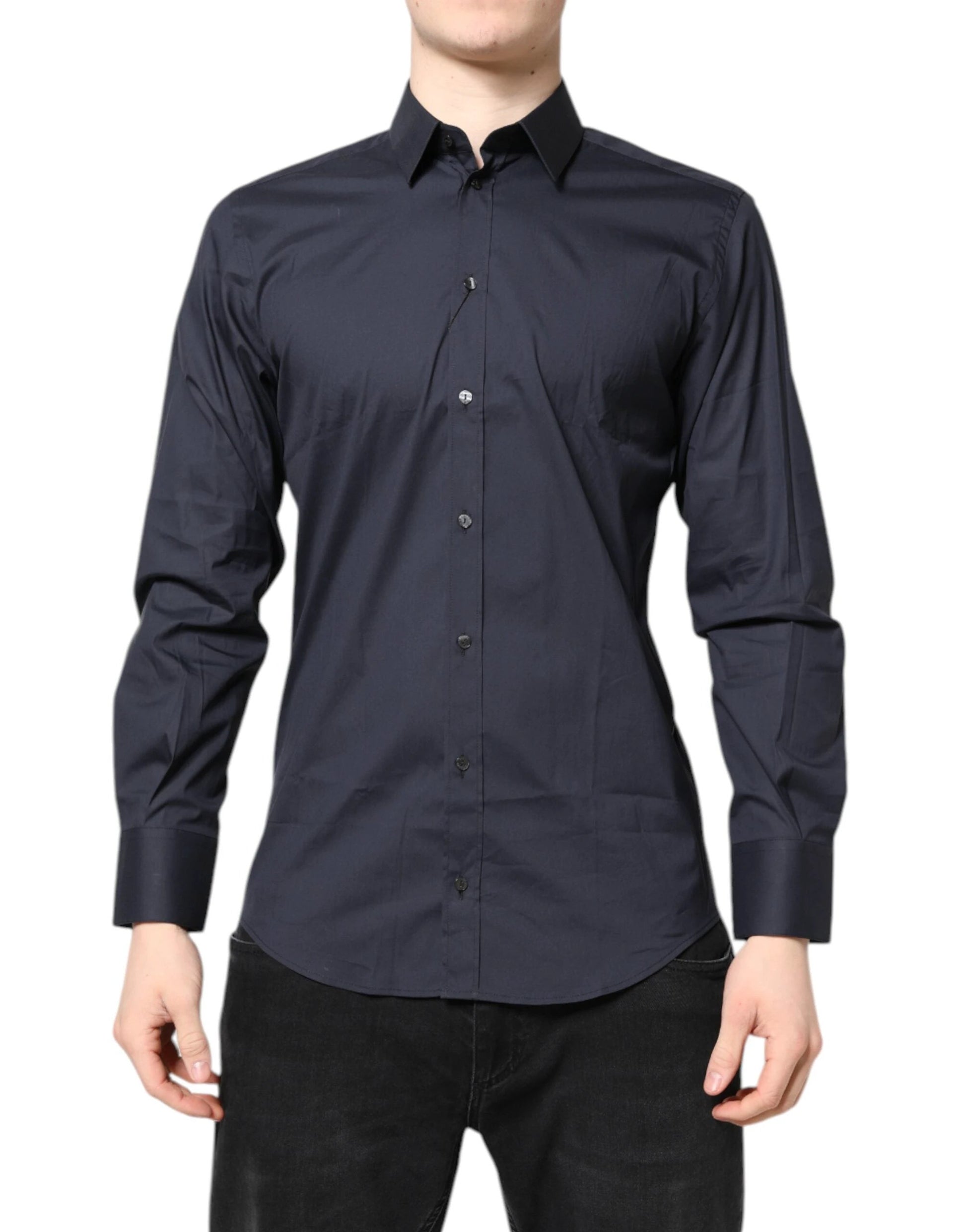 Dolce & Gabbana Dark Blue MARTINI Cotton Dress Formal Shirt by Dolce & Gabbana